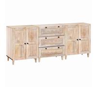 Sideboard 3 pcs White 180 x 33.5 x 75 cm Solid mango wood