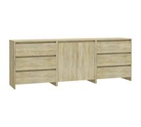 Sideboard 3 Piece Buffet Cabinet Cupboard Highboard Engineered Wood vidaXL
