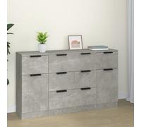 Sideboard 3-Piece Set Concrete Grey 121 x 30 x 70 cm Engineered Wood 5 Drawers.
