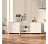 Sideboard 3-Piece Set White Engineered Wood 70x40x75cm Storage Cabinets For Home