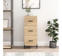 Sideboard 34.5x34x90cm Sonoma Oak White Engineered Wood Metal Legs 3-Dr Storage