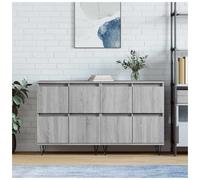 Sideboard 3pc Grey Sonoma 180x35x70cm Engineered Wood 12-Door Matte Retro Legs.