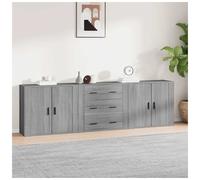 Sideboard 3pc Grey Sonoma 80x33x70cm Engineered Wood Storage Cabinet Elegant Fit