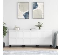 Sideboard 3pc High Gloss White Engineered Wood 120x35x70cm Modern Storage Sleek