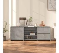 Sideboard 3pc set Concrete Grey Engineered Wood 70x40x75cm Each Modern Sideboard
