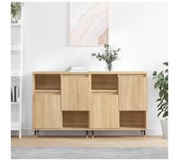 Sideboard 3pc Sonoma Oak 180x35x70cm Engineered Wood 6 Door Modern Storage Unit