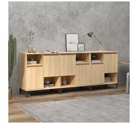 Sideboard 3pc Sonoma Oak 60x35x70cm EngWood BlackLegs 6Doors Sleek Storage Unit
