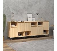 Sideboard 3pc Sonoma Oak Engineered Wood & Metal 60x35x70 cm White Modern Slim+