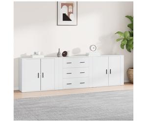 Sideboard 3pc White Engineered Wood 80x33x70cm Storage Cabinet Classic Timeless