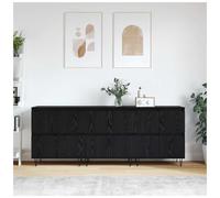 Sideboard 3pcs 12-Door Black Oak 180x35x70cm Engineered Wood Modern Storage Unit