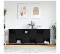 Sideboard 3pcs Black Oak 180 x 35 x 70 cm Engineered Wood 6-Door Modern Slim Lrg