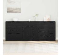 Sideboard 3pcs Black Oak 60x30x70cm Engineered Wood Storage Cabinet Set 3-Drawer