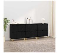 Sideboard 3pcs Black Oak 60x35x70cm Engineered Wood 12-Door Modern Storage Craft