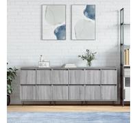 Sideboard 3pcs Grey Sonoma 180x35x70 cm Engineered Wood & Metal Storage - Modern
