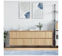 Sideboard 3pcs Sonoma Oak 180x35x70cm Engineered Wood 12-Door Matte Retro Legs.