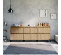 Sideboard 3pcs Sonoma Oak 60x35x70cm Engineered Wood Metal Modern Storage Slim
