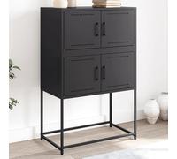 Sideboard 4-Compartment Black Steel 68.5x38.5x107cm Industrial Storage Cabinet.