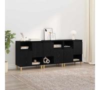 Sideboard 4-Door Black Oak Engineered Wood 60x35x70cm Contemporary Set of 2 Unit