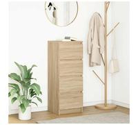 vidaXL 4 Drawer Sonoma Oak Sideboard - Size: 99 x 37.5 x 35cm - Brown - Wilko