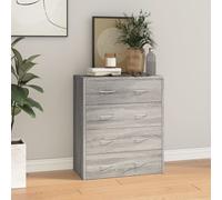 Sideboard 60x30.5x71 cm Black Engineered Wood 4 Drawer Slim Storage ModernMatte
