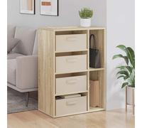 Sideboard 60x33.5x84cm Sonoma Oak Engineered Wood 4 Drawers Minimal Storage Unit