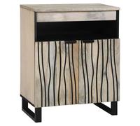 Sideboard 60x33x75cm Solid Mango Wood White 2-Door Rustic Textured Storage Home