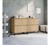 Sideboard 60x35x70 cm Sonoma Oak Engineered Wood & Metal 4-Compartment Pack of 2