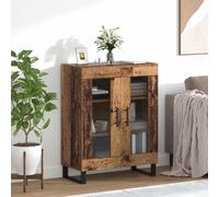Sideboard 69.5X34X90 Cm Engineered Wood Old wood Black oak high gloss white 69.5