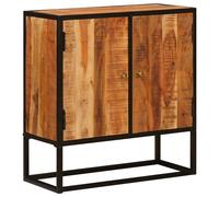 Sideboard 70x30x75cm Natural Brown Solid Acacia Wood 2-Door Black Iron Frame Top