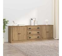 vidaXL 4 Door 3 Drawer Artisan Oak Modern Sideboard Set of 3 - Size: 67.5 x 70 x 35.5cm - Brown - Wilko