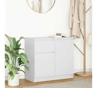 Sideboard 71x35x65 cm White Engineered Wood 2 Door 1 Drawer Storage Slim Cabinet