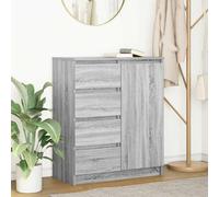 Sideboard 71x35x84 cm Grey Sonoma Engineered Wood 4 Drawers 1 Door Storage Slim