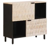 vidaXL Sideboard White Wash Finish 80 x 33 x 75 cm Solid Mango Wood