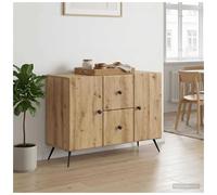 Sideboard 89x34.5x60cm Artisan Oak Engineered Wood 2 Drawers LED Modern Storage.