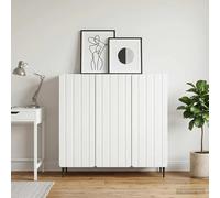 Sideboard 89x34.5x82cm White Engineered Wood 3 Door Steel Legs Modern Storage UK
