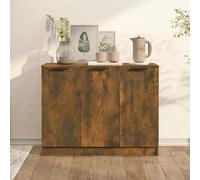 Sideboard 90.5x30x70cm Smoked Oak Engineered Wood 3-Door Modern Storage Compact