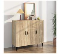 Sideboard 90x34x80 cm Sonoma Oak Engineered Wood 2 Door Adjustable Shelf Compact