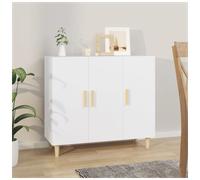 Sideboard 90x34x80 cm White Engineered Wood 3-Door Modern Minimal Console UnitXL