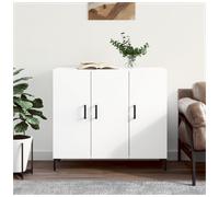Sideboard 90x34x80cm White Engineered Wood 3-Door Modern Storage Cabinet Durable