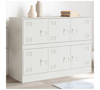 Sideboard 99x39x73cm White Cold-Rolled Steel 6-Door Storage Cabinet Modern Slim