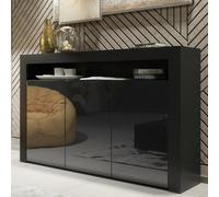 Sideboard Aether 155Cm - Black With Gloss Doors