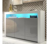 Sideboard Aether 155Cm - White & Grey Gloss Doors And Led Lights