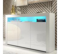 Sideboard Aether 155Cm - White With Gloss Doors And Led Lights