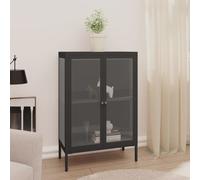 Sideboard Anthracite 75x35x105 cm Powder-coated Steel & Tempered Glass Storage