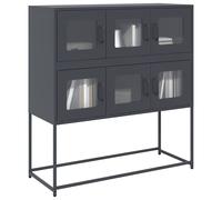 Sideboard Anthracite Cold-Rolled Steel 100.5x39x107 cm Black Cabinet Industrial