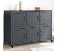 Sideboard Anthracite Cold Rolled Steel 100.5x39x72cm 6dr Storage Cabinet Modern