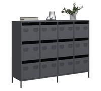 Sideboard Anthracite Cold-Rolled Steel 135x39x103.5 cm 12 Drawers Modern Sturdy