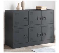 Sideboard Anthracite Cold-Rolled Steel 99x39x73cm 6-Compartment Storage Cabinet