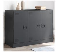 Sideboard Anthracite Cold-Rolled Steel 99x39x73cm 6 Compartments 3 Doors Slim UK