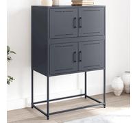 Sideboard Anthracite Steel 68.5x38.5x107 cm Industrial 4-Compartment Sturdy Slim
